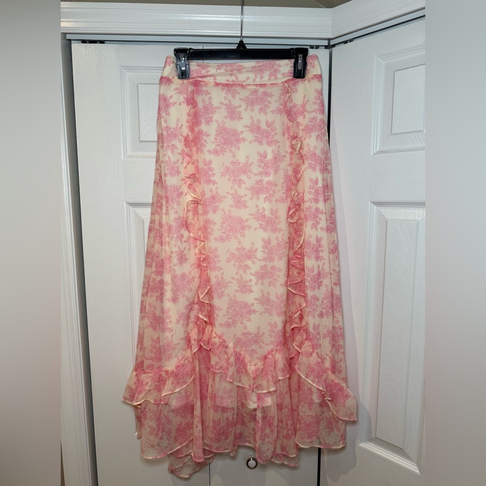 Altar'd State Pink Floral A-Line Skirt